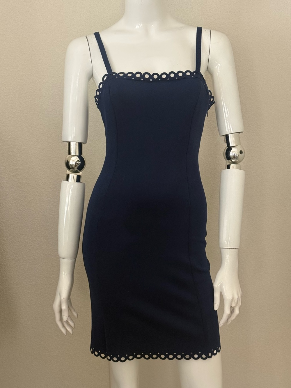 Susana Monaco Navy Scallop-Trim Mini Dress